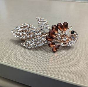 Elegant Rhinestone Peacock Hair Barrette